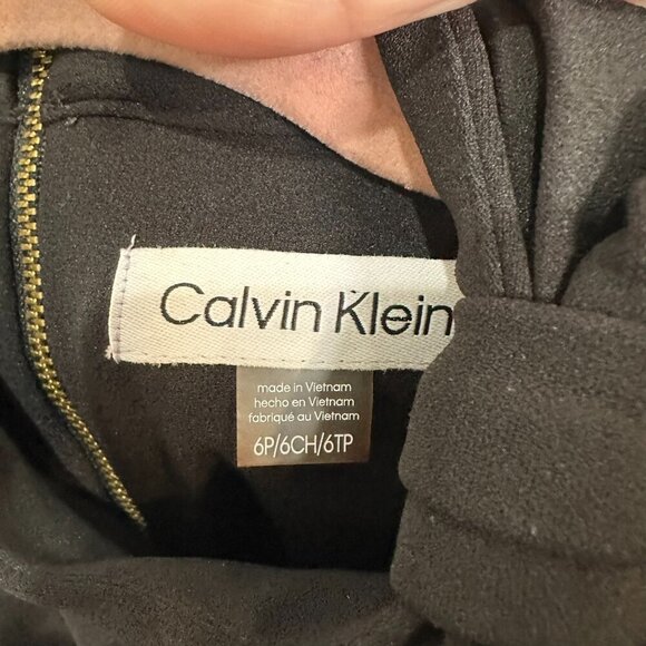 Calvin Klein Bow Neck Sleeveless Sheath Dress Size 6P Black Career Work - Picture 3 of 8